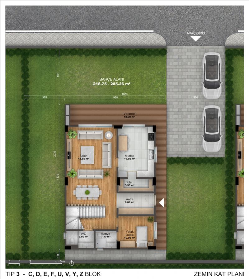 Tip3: Zemin Kat Planı Tip3: Zemin Kat Planı