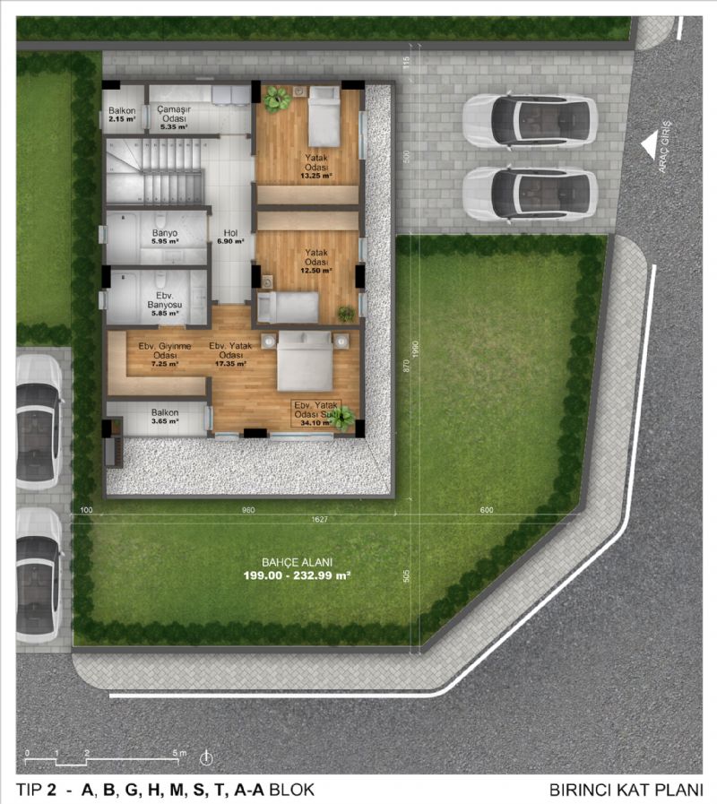 Tip2: 1.Kat Planı Tip2: 1.Kat Planı