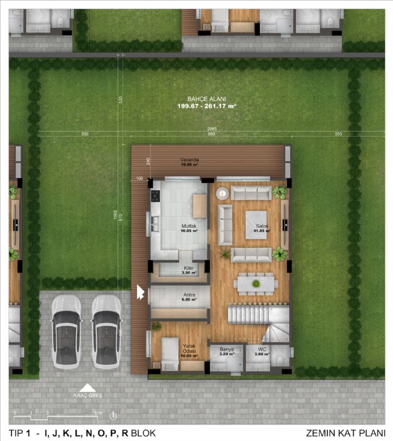 Tip1: Zemin Kat Planı Tip1: Zemin Kat Planı
