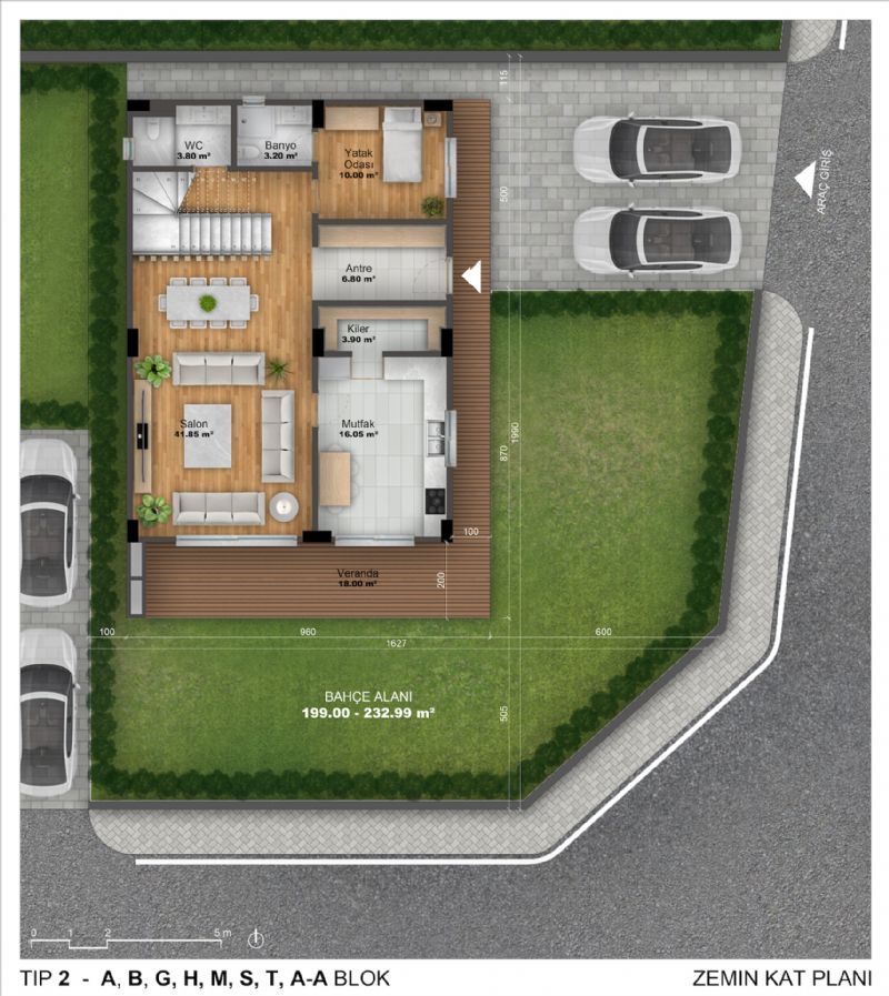 Tip2: Zemin Kat Planı Tip2: Zemin Kat Planı