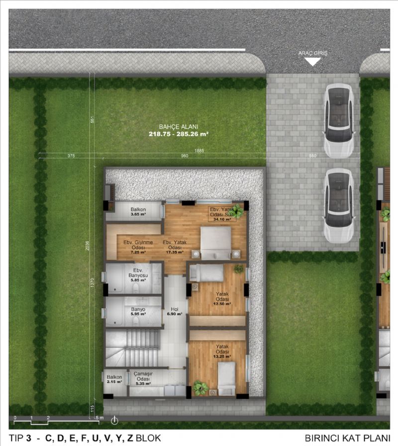 Tip3: 1.Kat Planı Tip3: 1.Kat Planı