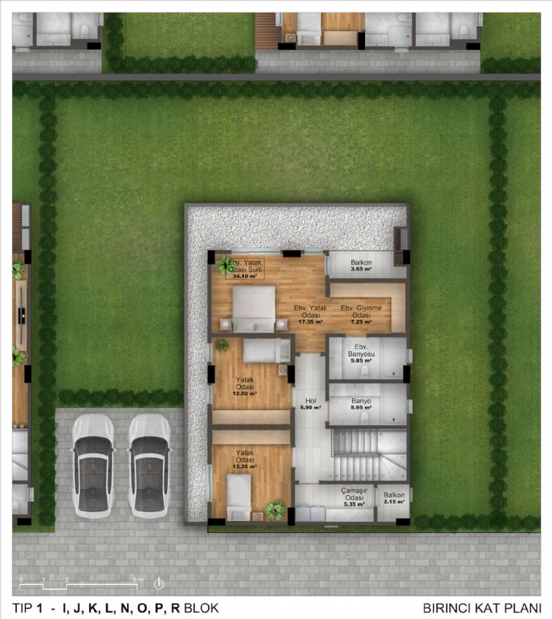 Tip1: 1.Kat Planı Tip1: 1.Kat Planı